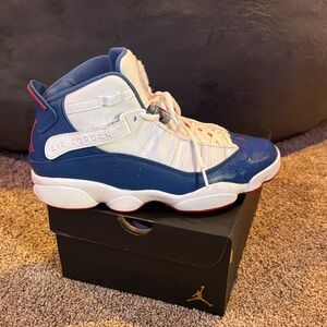Jordan Athletic Shoes - White, Blue, and Red